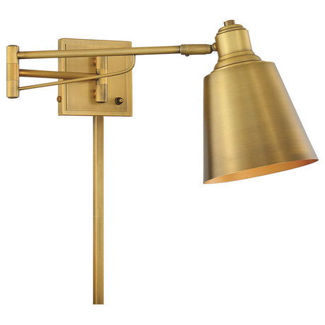 1-Light Adjustable Wall Sconce, Brass