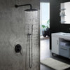 Modern Wall Mounted Rain Shower System with Handheld Shower Set Solid Brass, Matte Black, 10"