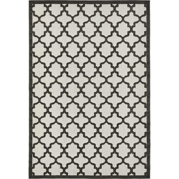Rectangle Area Rug 4'x6' Veranda Collection, Black and White