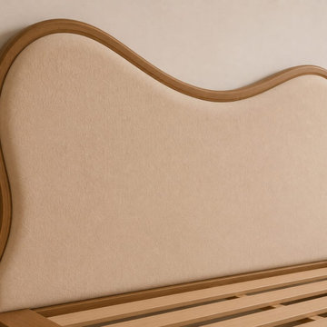 Custom Wooden Platform Bed with Slatted Base | Upholstered Scandinavian Bed fram