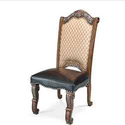 AICO Furniture - Monte Carlo II Cafe Noir Fabric/Leather Side Chair (Set of 2) - - Fabric