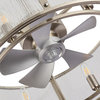 20" Moderen 5-Blade Caged Ceiling Fan with Light Kit and Remote Control, Satin Nickel