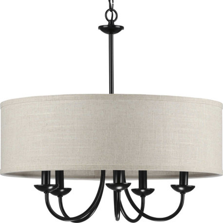 Progress Lighting P400193 5 Light 22"W Drum Chandelier - Black