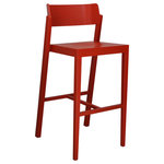 OSIDEA USA Inc. - The 100 Bar Stool, 29" Seat Height, Red - This stackable bar stool will fit well in commercial and residential spaces alike. Its curved open back give a comfortable and unique aesthetic touch, allowing one to easily pick up this chair and neatly stack it away.