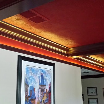 Handsome coffered ceiling with rope lighting in Lebanon basement