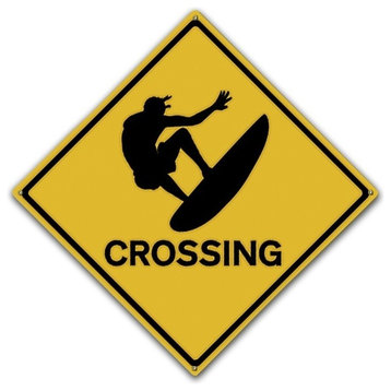 Surfer Crossing, Classic Metal Sign