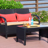 Outdoor Rattan Loveseat Furniture Bistro Wicker Patio Garden Sofa Set, 2-Piece