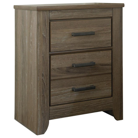 Zelen Warm Gray Two Drawer Nightstand
