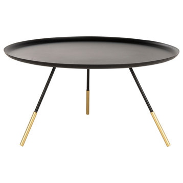 Sora Coffee Table W/ Metal Gold Cap/ Black
