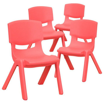 Flash Furniture 10.5" Plastic Stackable Preschool Chair in Red (Set of 4)