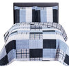 Zoe Oversized Bed Quilts Printed Reversible Blue Twin Size 2PC