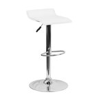Contemporary Adjustable Height Barstool With Chrome Base, White