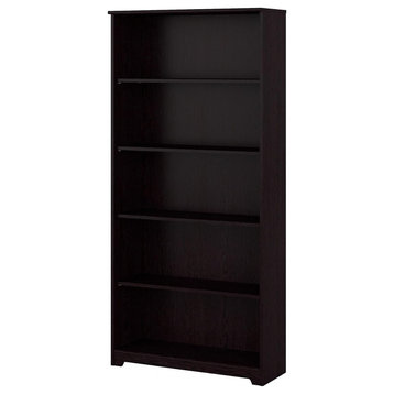Tall Bookcase, Wooden Construction With 3 Adjustable Shelves, Espresso Oak