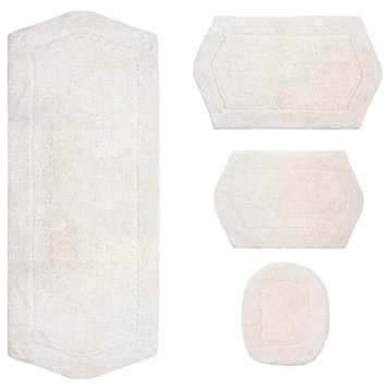 Waterford Collection 4 Piece Set Bath Rug with Lid Cover, Ivory