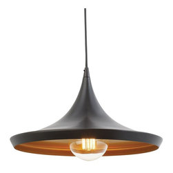 1-Light Flat Modern Industrial Oil Rubbed Bronze and Gold Pendant - Pendant Lighting