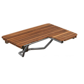 Plantation Teak ADA Wall Mounted Shower Bench, 32"x22.5", Right Handed
