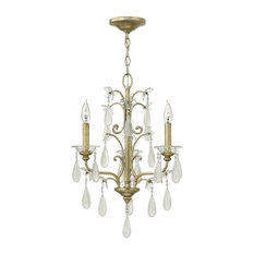 Fredrick Ramond Silver Leaf and Crystal Tear Drop Glass 3-Light Chandelier