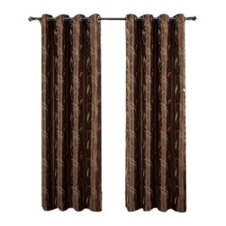 Royal Tradition - Olivia 2PC Grommet Embroidered Lined Panels, Mocha, 104"x84" - Curtains