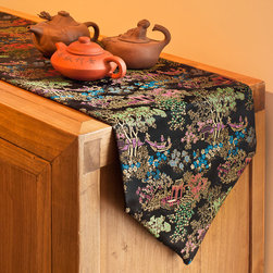 Courtyard Motif Silk Table Runner - Table Runners