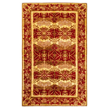 Arts and Crafts, One-of-a-Kind Hand-Knotted Area Rug Yellow, 4' 10" x 7' 9"