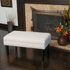 Lliana Fabric Bench Footstool Ottoman, Beige Striped