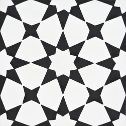 Moroccan Mosaic and Tile House - Medina Handmade Cement Tile, White/Black, Sample - Tile