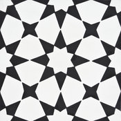 8"x8" Medina Handmade Cement Tile, White and Black, Set of 12
