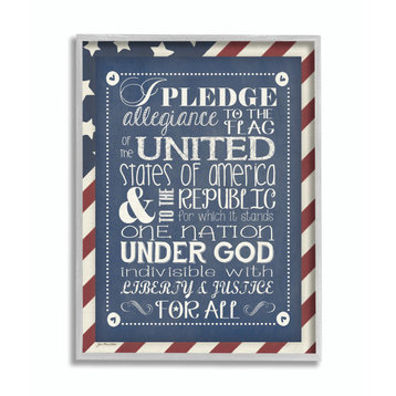 Stupell Industries Pledge Of Allegiance With American Flag Background, 11 x 14