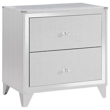 Coaster Larue 2-drawer Modern Wood Nightstand with USB Port in Silver
