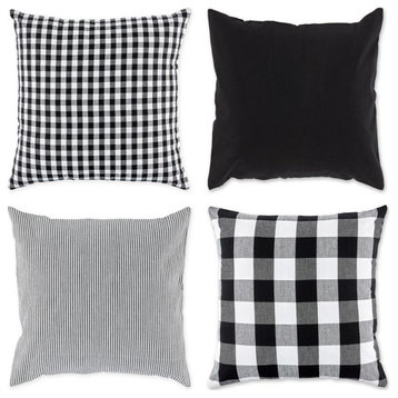 DII 18x18" Modern Cotton Assorted Pillow Cover in Black/White (Set of 4)