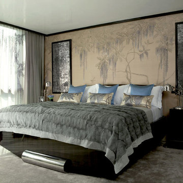 Handprinted Chinoiserie wallpaper in interior design