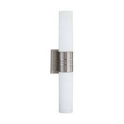 Brushed Nickel Bathroom Wall Sconce with Frosted Glass Tube - Bathroom Vanity Lighting