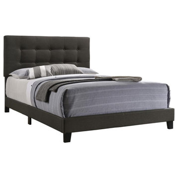 Coaster Mapes Transitional Tufted Fabric Upholstered Queen Bed Charcoal