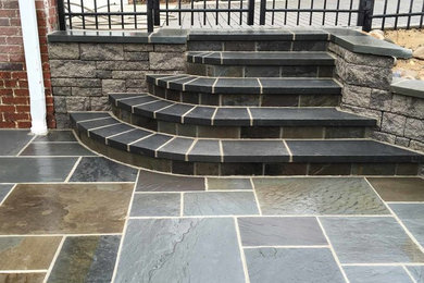 Flagstone  patio, steps and sitting walls