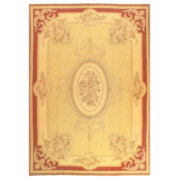 Beige Color Fine Hand Knotted Abusson Rug 9'5''x13'6''