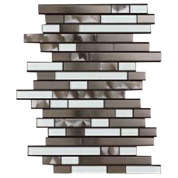 Interlocking Stainless Steel and Glass Mix Mosaic Stainless Steel Tile, Single S