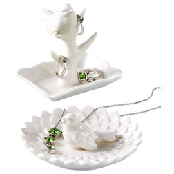 Transitional Jewelry Boxes And Organizers Bird Jewelry Holder, Set of 2