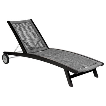 Armen Living Chateau Outdoor Adjustable Wood Chaise Lounge in Dark Wood/Gray