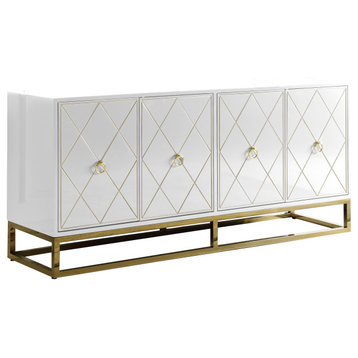 Senior Gold Plated Accent Sideboard, White