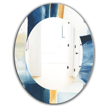 Designart Indigo Panel Iv Modern Frameless Oval Or Round Wall Mirror, 24x36