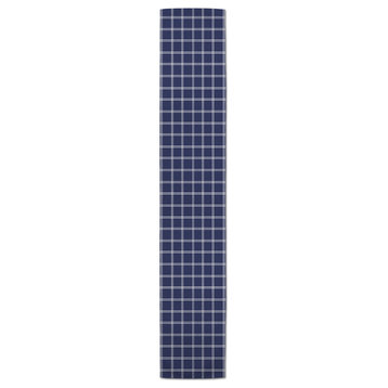 Navy and White Grid 16x72 Poly Twill Table Runner