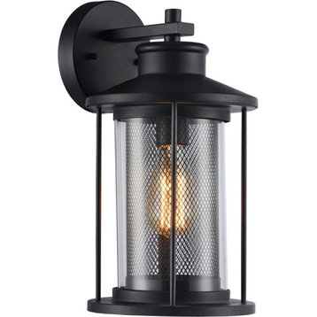 CHLOE Crinchton Transitional 1 Light Textured Black Outdoor Wall Sconce 14" Tall