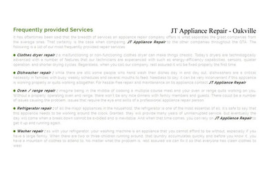 Appliance Repair Oakville - JT Appliance Repair (289) 644-1698