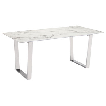 Atlas Dining Table White & Silver