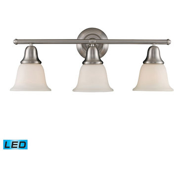 ELK Lighting Berwick 3-Light Vanity Lamp, Nickel/White Glass, LED