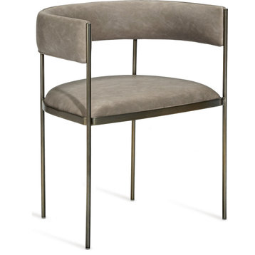 Ryland Dining Chair, Distressed Taupe, Antique Bronze