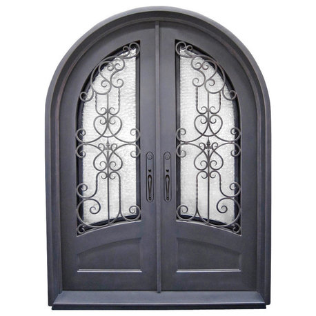 Estrella 72"x96" Wrought Iron Door, 8" Jamb, Aged Bronze Patina, Left Hand