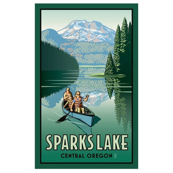 Paul Leighton Sparks Lake Central Oregon Canoers Art Print, 12"x18"