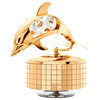 24K Gold Plated Music Box With Crystal Studded Dolphin Figurine