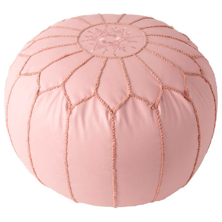 Nuloom Faux Leather Jane Moroccan Ottoman, Pink